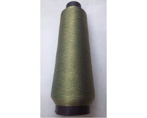 DULL GREEN & GOLD - VERY FINE Art Silk Twisted with Lurex - Neem Jari Zari - For Crochet Sewing Embroidery Knitting Jewelry DIY
